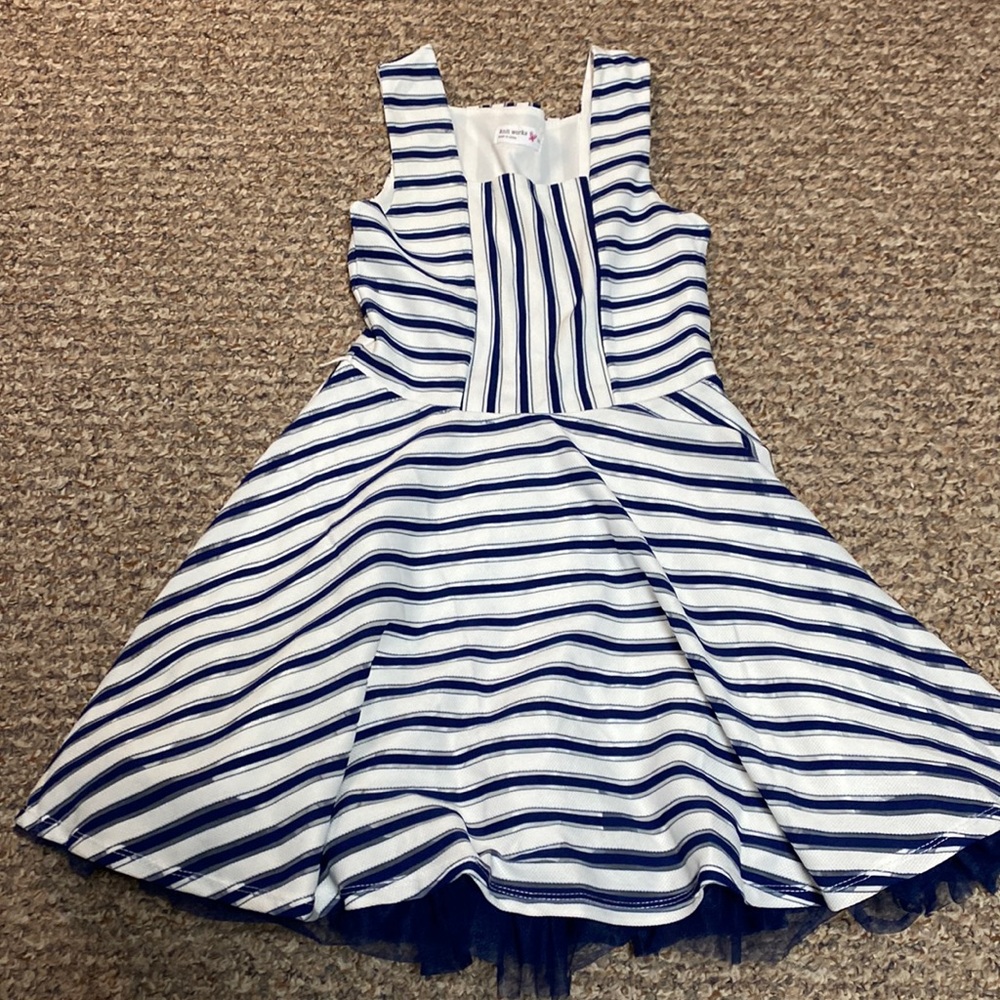 Navy blue striped formal/casual dress